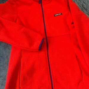 Lands End Orange/Blue Fleece Zip Up Jacket Coat